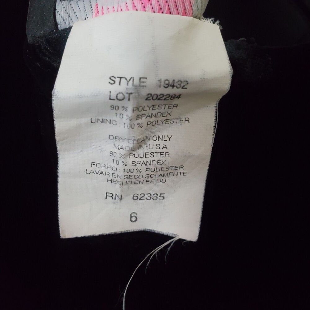 Vtg Betsy & Adam Halter Dress 6 Black Velvet Ruffle Maxi Pink Trim Whimsigoth - Picture 11 of 12